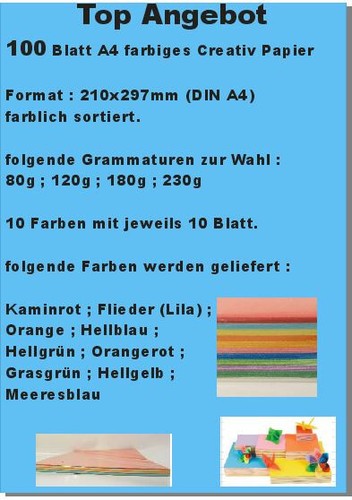 100 blatt color druckerpapier - blatt,